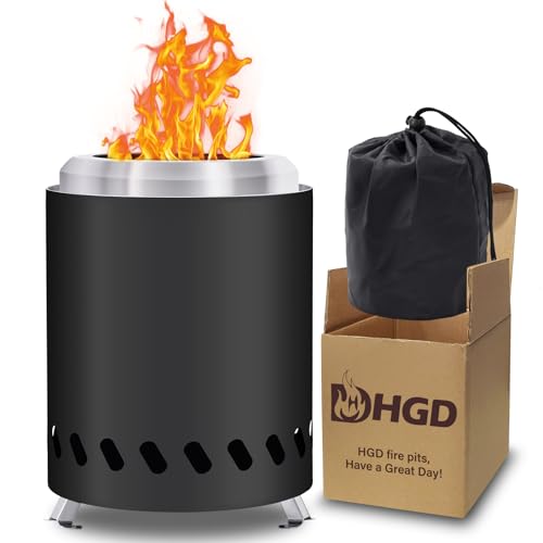 HGD Small Tabletop Fire Pit Smokeless Table Top Firepit Outdoor Portable Mini Stove with Carry Bag for Camping Backyard Patio Garden Picnic Fueled by Pellets or Wood Stainless Steel Black - Image 1