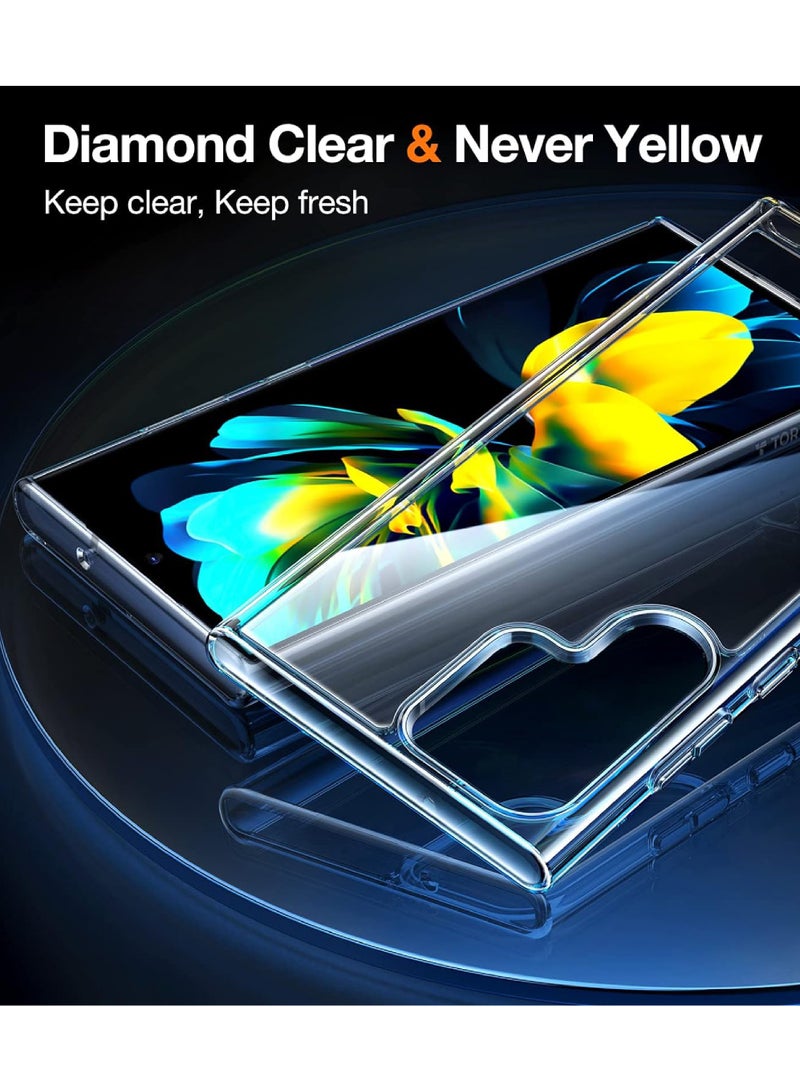 Rock Pow Diamond Clear Designed for Samsung Galaxy S24 Ultra Case [Never Yellowing] [Shock Proof Grade Anti-Drop] Hard Back Soft Slim Thin Shockproof Phone Case for Galaxy S24 Ultra 6.8" - Image 2