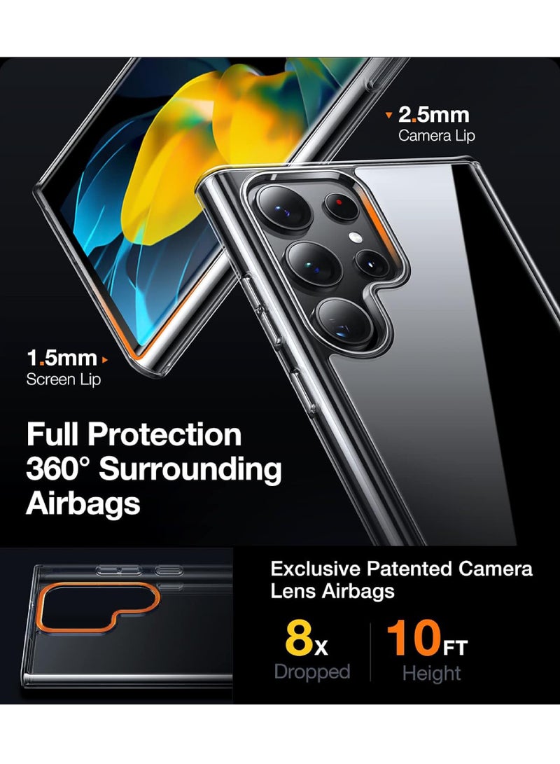 Rock Pow Diamond Clear Designed for Samsung Galaxy S24 Ultra Case [Never Yellowing] [Shock Proof Grade Anti-Drop] Hard Back Soft Slim Thin Shockproof Phone Case for Galaxy S24 Ultra 6.8" - Image 4