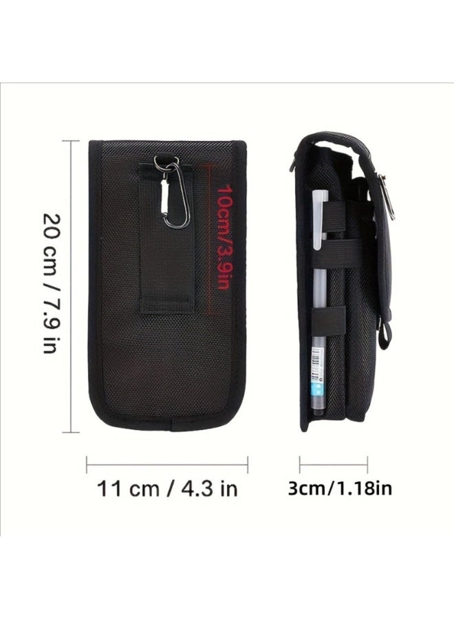 Men's Leather Multifunctional Waist Belt Clip Pocket Holder for Phones and Tools - Black - Image 2