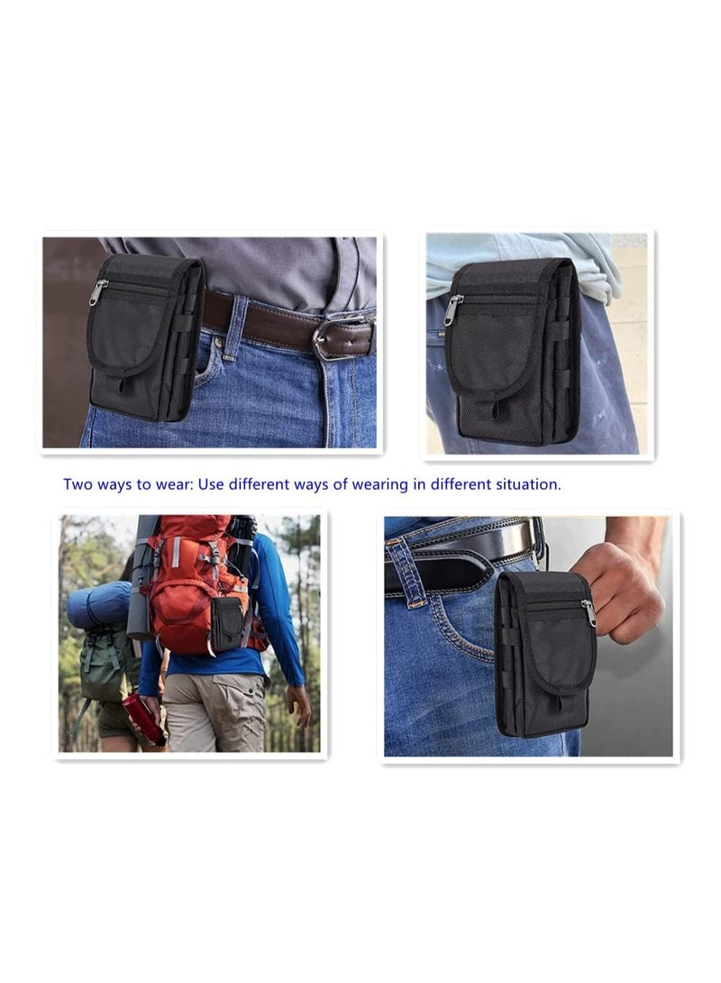 Men's Leather Multifunctional Waist Belt Clip Pocket Holder for Phones and Tools - Black - Image 4