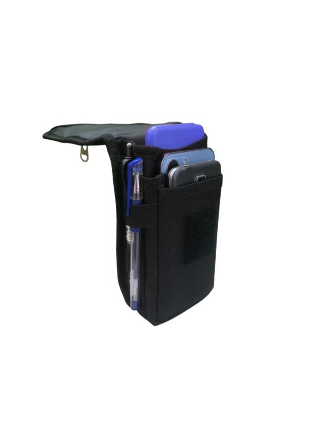Men's Leather Multifunctional Waist Belt Clip Pocket Holder for Phones and Tools - Black - Image 1