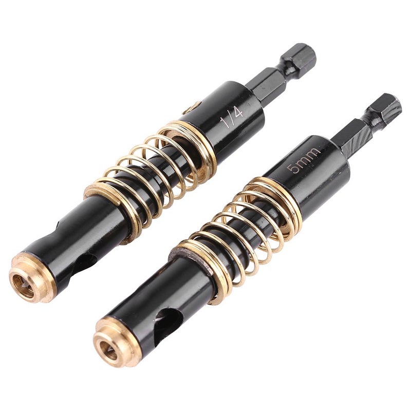 Hilitand 2pcs 5mm&1/4" Black Hinge Drill Bits Reaming Drilling Wood Plastic 1/4inch Hex Shank for Woodworking DIY(2pcs Combination) - Image 1