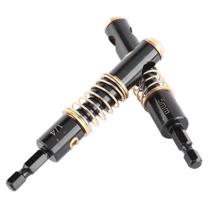 Hilitand 2pcs 5mm&1/4" Black Hinge Drill Bits Reaming Drilling Wood Plastic 1/4inch Hex Shank for Woodworking DIY(2pcs Combination) - Image 2
