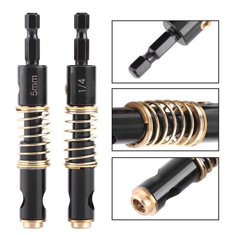 Hilitand 2pcs 5mm&1/4" Black Hinge Drill Bits Reaming Drilling Wood Plastic 1/4inch Hex Shank for Woodworking DIY(2pcs Combination) - Image 3
