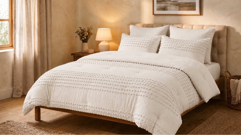 HOMETOPIA Luxury King Size 6-Piece Comforter Set 264×229 cm – Embossed Fabric, Ultra Soft & Breathable Fabric, Comfortable, All-Season Use, Premium Quality, Ideal for AC Rooms & Home Use in Saudi Arabia. - Image 4