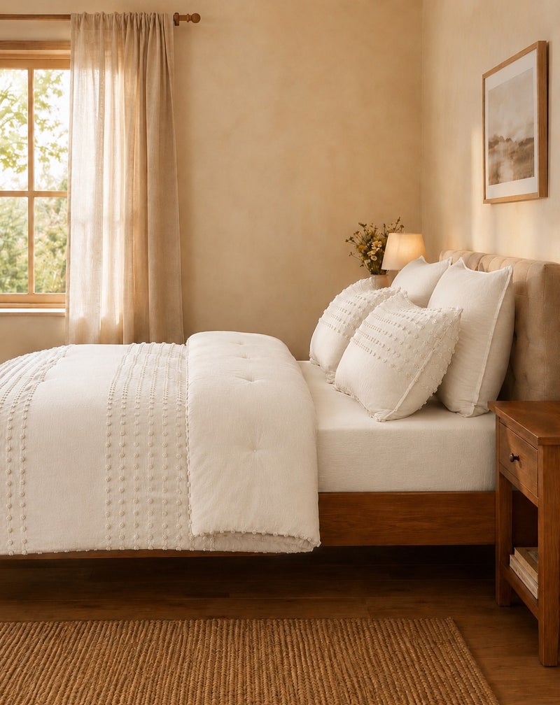HOMETOPIA Luxury King Size 6-Piece Comforter Set 264×229 cm – Embossed Fabric, Ultra Soft & Breathable Fabric, Comfortable, All-Season Use, Premium Quality, Ideal for AC Rooms & Home Use in Saudi Arabia. - Image 3