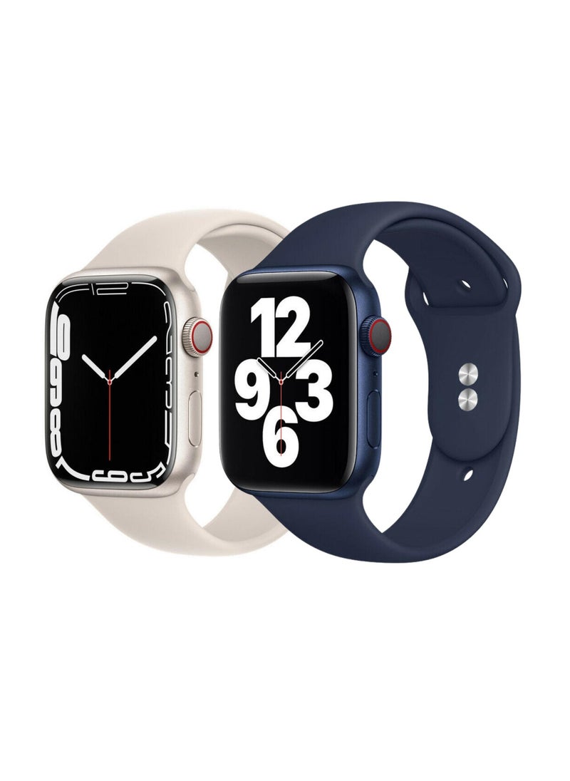 YOMNA - Strap For Apple Watch Series - Iwatch Silicone Sport Band Strap 42/44Mm Peach And Persian Blue (Set Of 2) - Image 1
