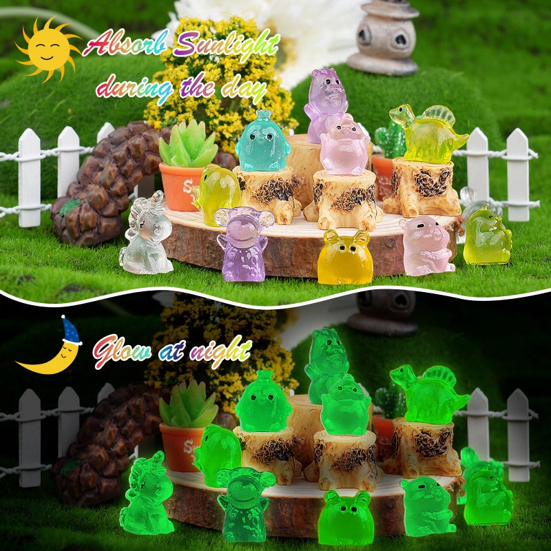 GALAOMA 200pcs Multicolor Mini Resin Animals Luminous Tiny Ducks Figures for Micro Fairy Garden Accessories Micro Landscape Ornaments DIY Mini Garden Outdoor Decor Dinosaur Rabbit Flamingo Owls Ocean Animal - Image 2