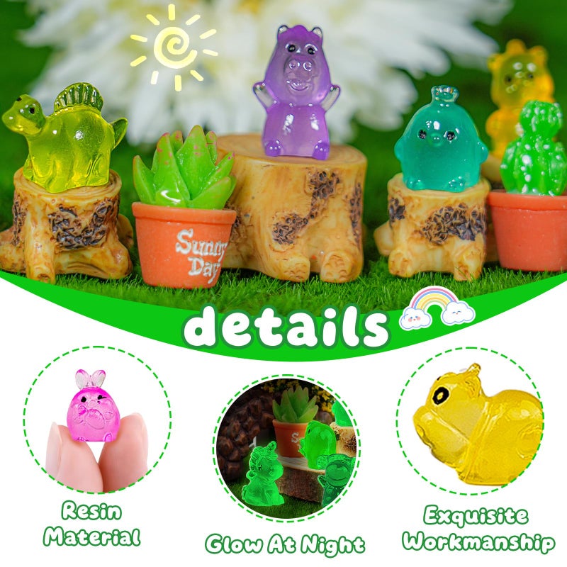 GALAOMA 200pcs Multicolor Mini Resin Animals Luminous Tiny Ducks Figures for Micro Fairy Garden Accessories Micro Landscape Ornaments DIY Mini Garden Outdoor Decor Dinosaur Rabbit Flamingo Owls Ocean Animal - Image 3