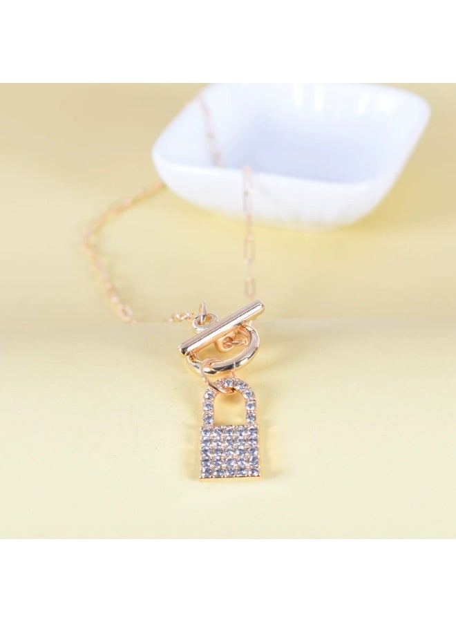 Goolsky Punk Style Lock Pendant Necklace for Women – Rhinestone-Embedded Padlock Choker Chain, Edgy Statement Jewelry for Trendy Outfits - Image 5