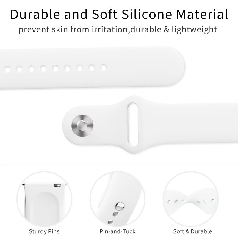 AK Silicone Bands Compatible With Fitbit Versa 2 / Versa / Lite / SE, Classic Soft Straps Replacement Sport Wristbands for Women Men (White) - Image 3