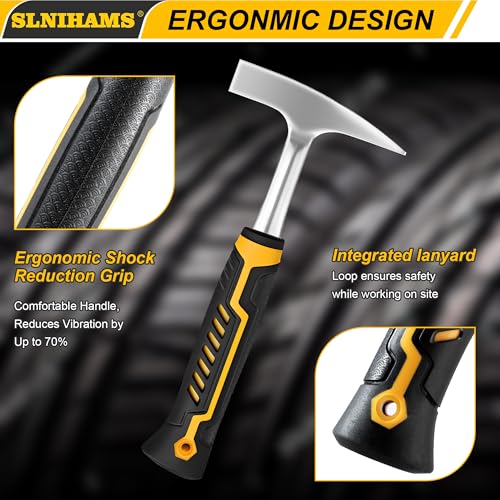 SLNIHAMS Tinner's Hammer, 18oz Sheet Metal Hammer Tools, Hvac Tool Tinners Hammer with Forged Steel Construction and Shock Reduction Grip, Sheet Metal Hammers, Welding and Chipping Hammer - Image 3