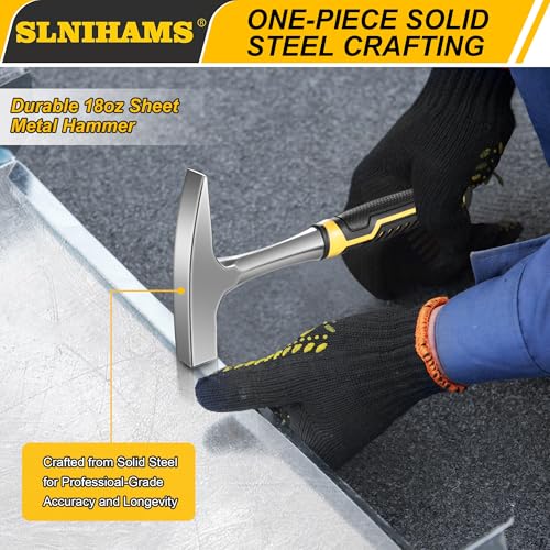 SLNIHAMS Tinner's Hammer, 18oz Sheet Metal Hammer Tools, Hvac Tool Tinners Hammer with Forged Steel Construction and Shock Reduction Grip, Sheet Metal Hammers, Welding and Chipping Hammer - Image 4