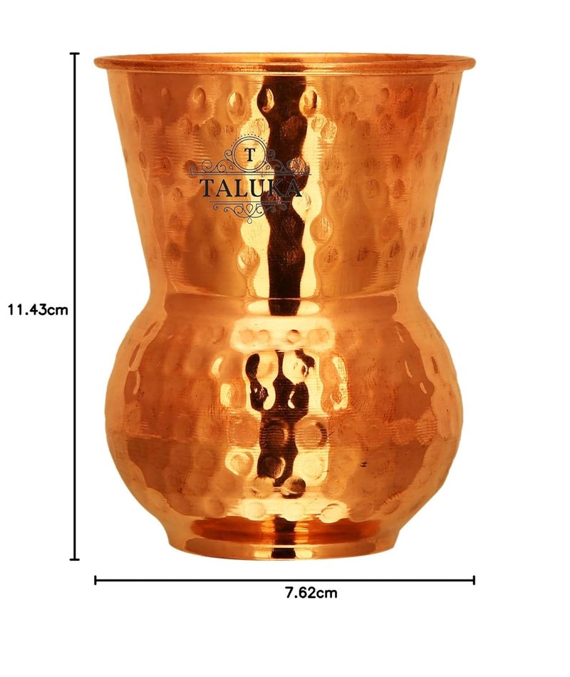 Taluka Set Of 6 Pure Copper Round Bottom Hammered Water Serving Purpose Copper Glass Home Hotel Drinkware Good Health Benefits Yoga Ayurveda 3 x 45 inches - Image 5