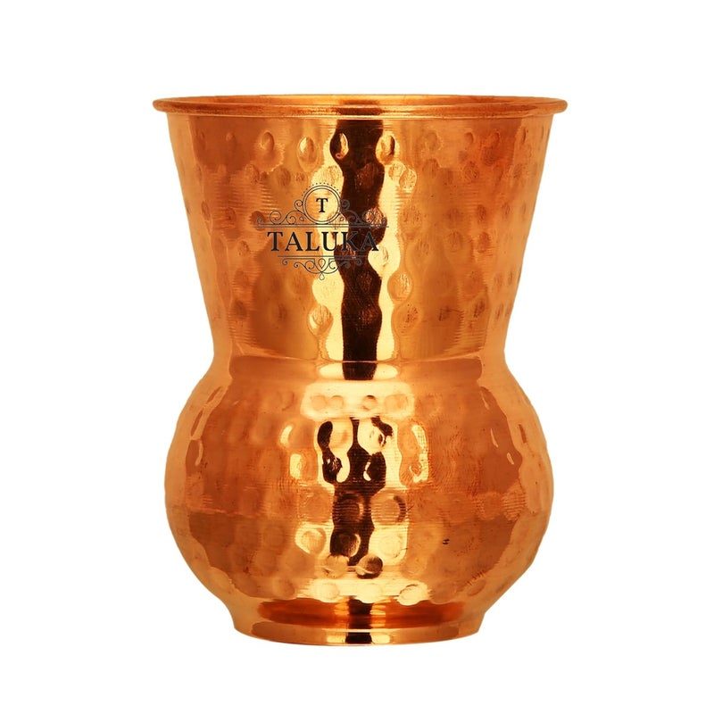 Taluka Set Of 6 Pure Copper Round Bottom Hammered Water Serving Purpose Copper Glass Home Hotel Drinkware Good Health Benefits Yoga Ayurveda 3 x 45 inches - Image 4