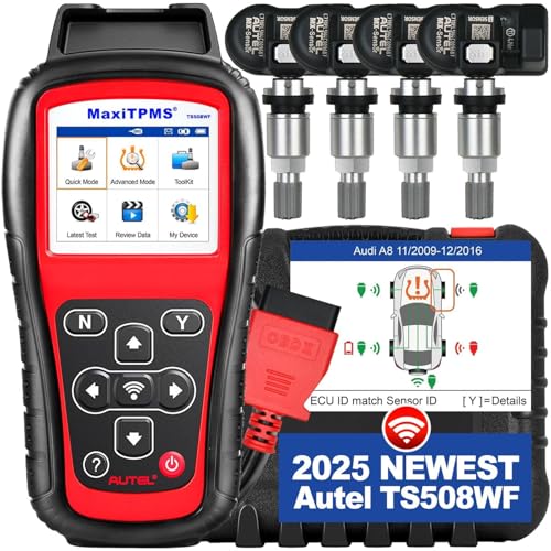 Autel 2025 Autel MaxiTPMS TS508WF KIT TPMS Programming Tool WiFi Ver of TS508K TS508 TS501 TS601 w 120 4PCS 315433MHz MXSensor Relearn Activiate All Sensors Clear TPMS DTCs Lifetime Updates