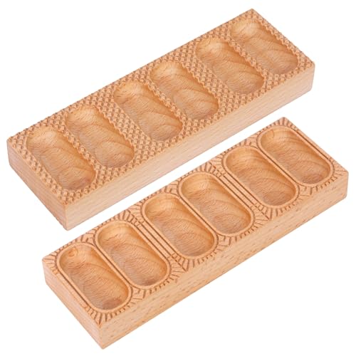 Gartely Wood Pasta Ravioli Board 2 in 1 Wooden Doppio Ravioli Mold Maker Stuffed Pappardelle Maker Reversible Ravioletti Moulds Press Wood Pasta Raviolini Maker Handmade Italian Fresh Pasta Making Board Tray - Image 1