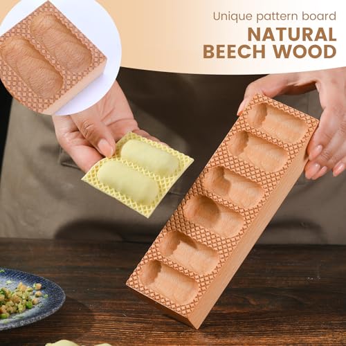 Gartely Wood Pasta Ravioli Board 2 in 1 Wooden Doppio Ravioli Mold Maker Stuffed Pappardelle Maker Reversible Ravioletti Moulds Press Wood Pasta Raviolini Maker Handmade Italian Fresh Pasta Making Board Tray - Image 4