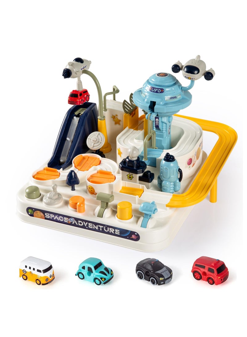 Arabest Car break-in adventure spaceman track parking lot, toddler racing track car toys, small train inertia educational toys - Image 1