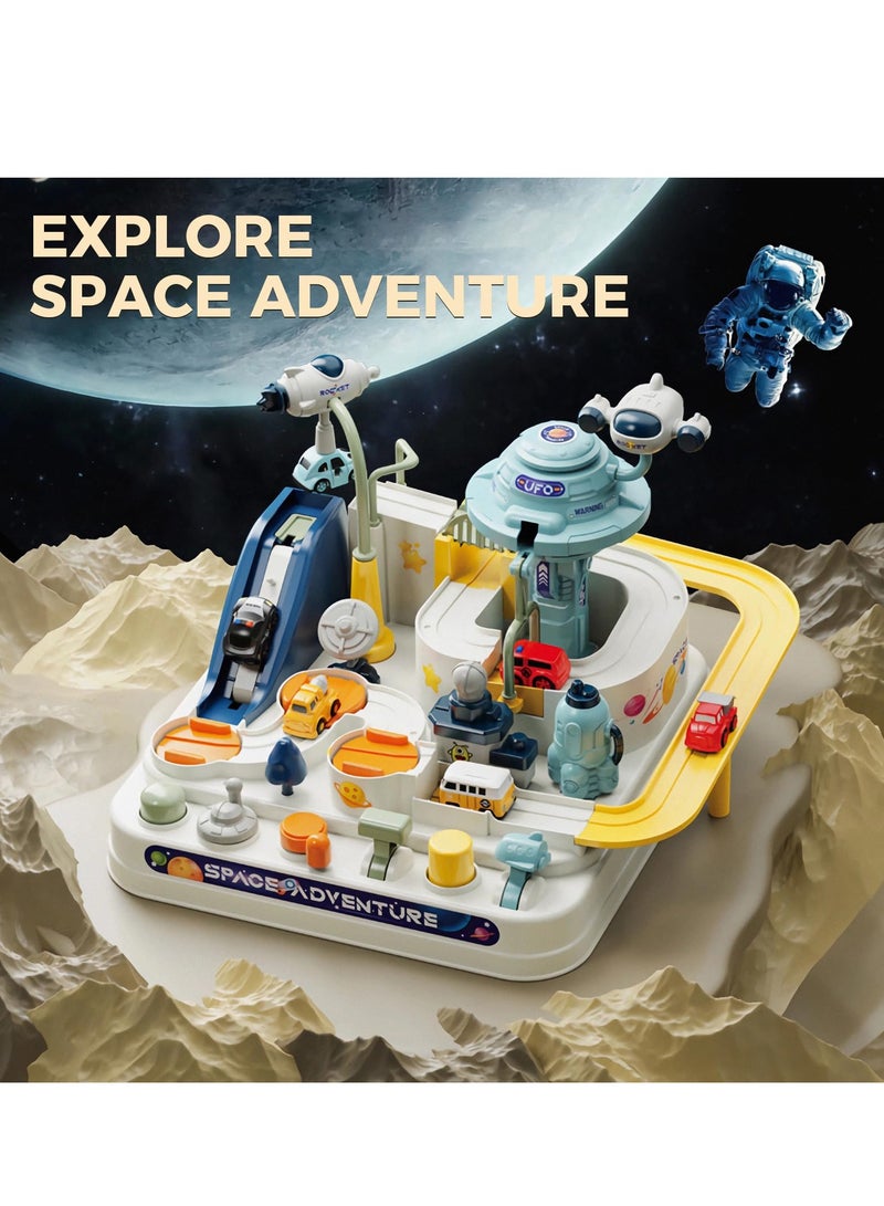 Arabest Car break-in adventure spaceman track parking lot, toddler racing track car toys, small train inertia educational toys - Image 2