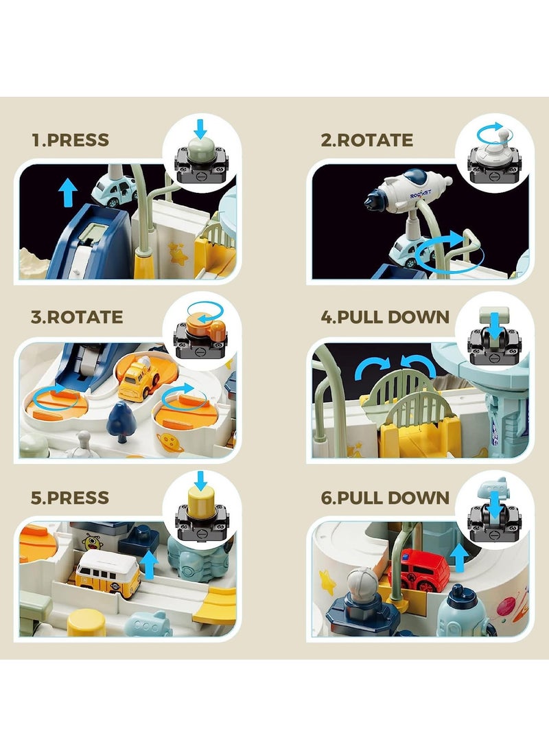 Arabest Car break-in adventure spaceman track parking lot, toddler racing track car toys, small train inertia educational toys - Image 4