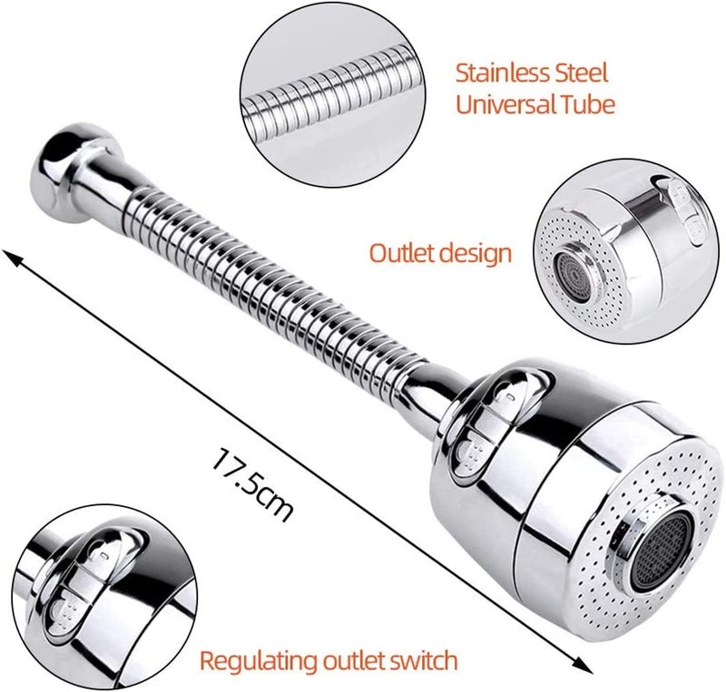 DORMICO Dual Function Faucet Aerator Kitchen Bathroom Swivel Nozzle Water Filter Adapter Water Faucet Nozzle Filter Adapter Tap Aerators Diffuser, Adjustable Nozzle 360° Rotation (Long-Spring) - Image 3