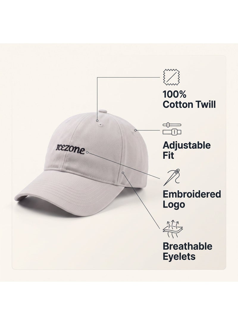 IceZone Grey 100% Cotton Cap with Adjustable Strap and UV Protection - Image 3