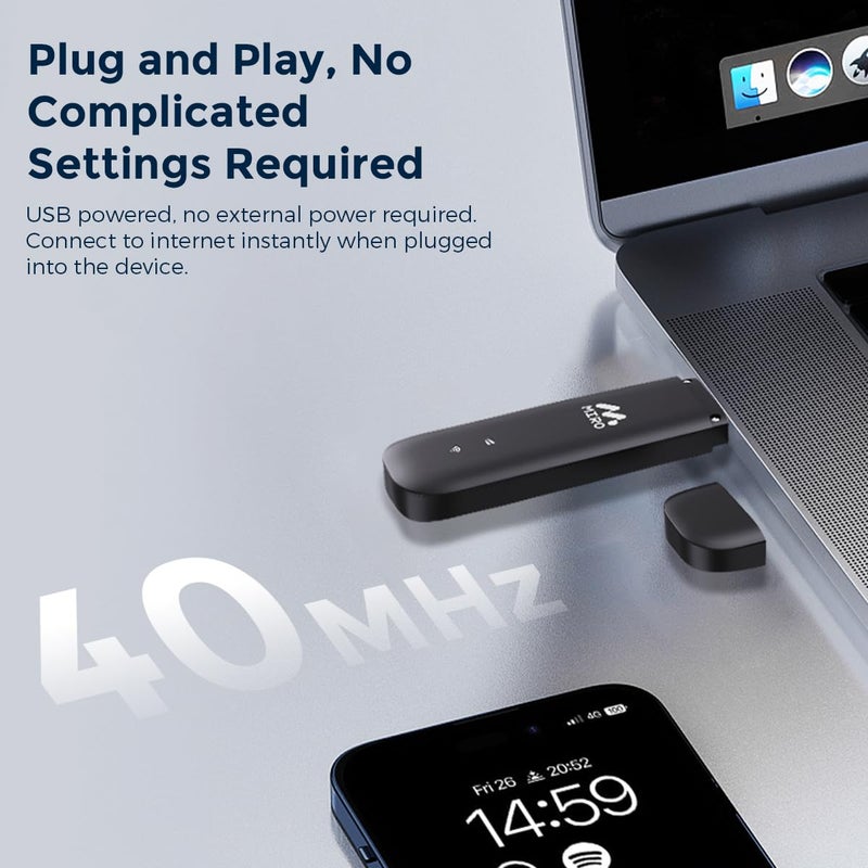 MIRO UF1 4G LTE WiFi USB Network Adapter 150Mbps Speed, Dual SIM/SD Slots Wireless Dongle, Wi-Fi Stick USB2.0 Interface WiFi Adapter for Desktop PC Laptop - Image 5