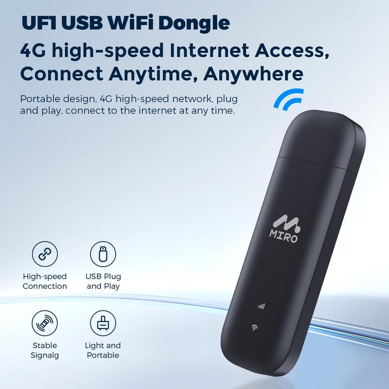 MIRO UF1 4G LTE WiFi USB Network Adapter 150Mbps Speed, Dual SIM/SD Slots Wireless Dongle, Wi-Fi Stick USB2.0 Interface WiFi Adapter for Desktop PC Laptop - Image 2