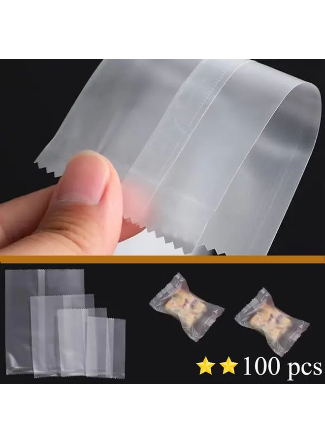 100 قطعة من أكياس الخبز غير اللاصقة المات، مقطوعة مسبقًا، أكياس حلوى شفافة مقاس 3.94 × 5.31 بوصة، مناسبة لتغليف البسكويت وحفلات الزفاف وهدايا الأعياد والنوجا والوجبات الخفيفة، مع إغلاق سهل الفتح، لتقديم أنيق مناسب للخبازين المنزليين. - Image 1