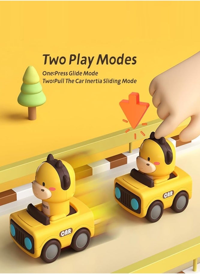 BELLSBERRY 4 Pack Animal Press & Go Cars for Toddlers | Infant Push Vehicle Toys for Boys & Girls - Image 4