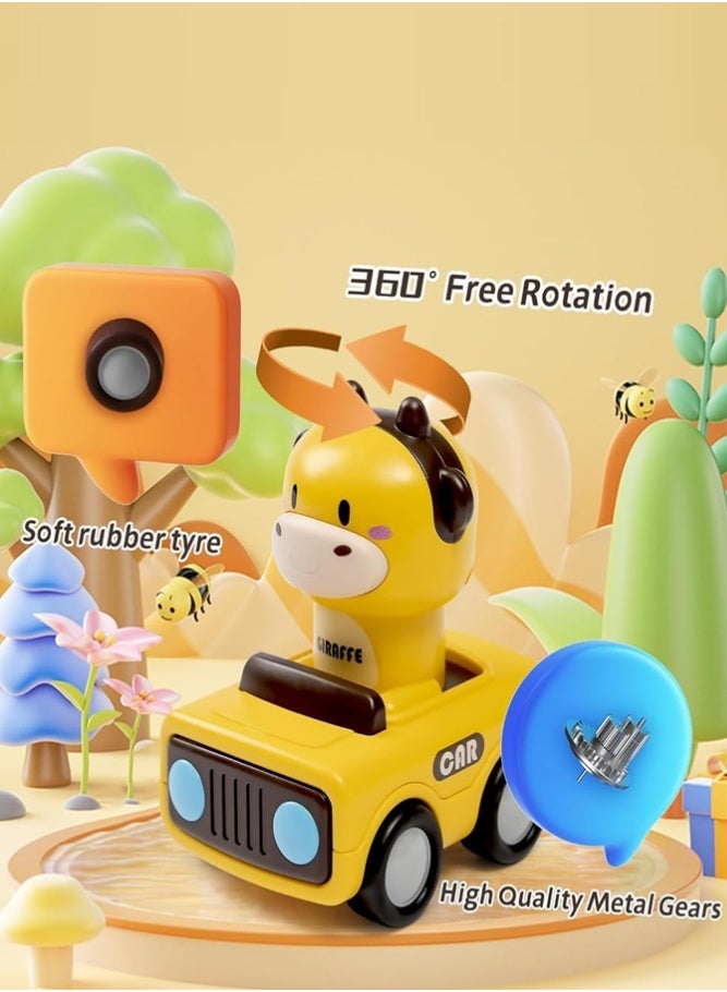 BELLSBERRY 4 Pack Animal Press & Go Cars for Toddlers | Infant Push Vehicle Toys for Boys & Girls - Image 3