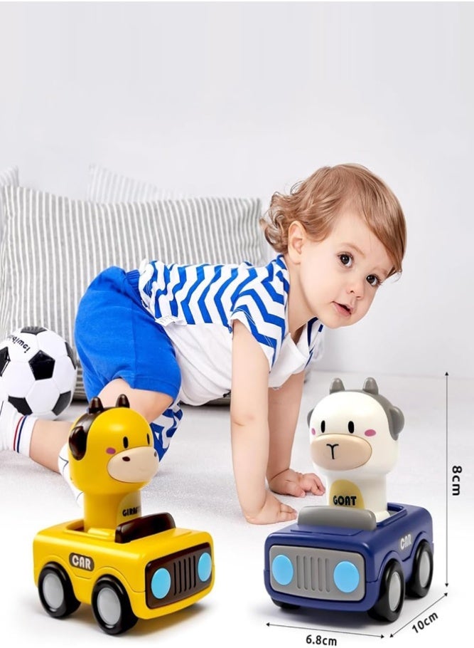 BELLSBERRY 4 Pack Animal Press & Go Cars for Toddlers | Infant Push Vehicle Toys for Boys & Girls - Image 2