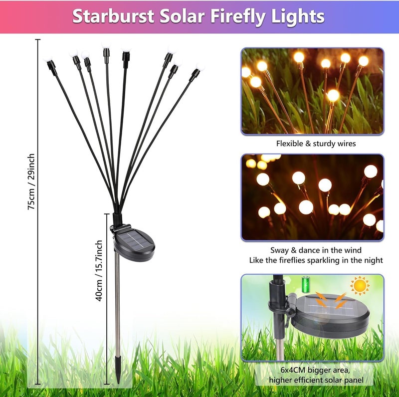 BRITSPEAR Solar Light Garden Waterproof Outdoor Swaying by Wind Firefly LED for Patio Yard Farmhouse Home Decor Light (Farmhouse, 4) - Image 2