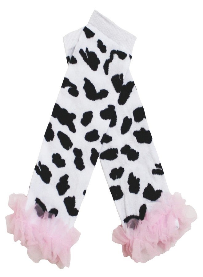 Petitebella Daily Cow Pink Ruffles Little Girl Leg Warmers (White)