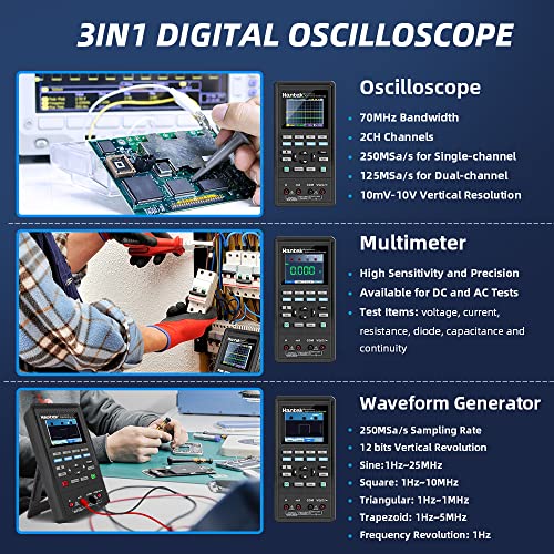 Hantek 2D72 Handheld Oscilloscope 70MHz Waveform Generator Multimeter 3 in 1 Multifunction Tester 2CHAFGDMM - Image 3