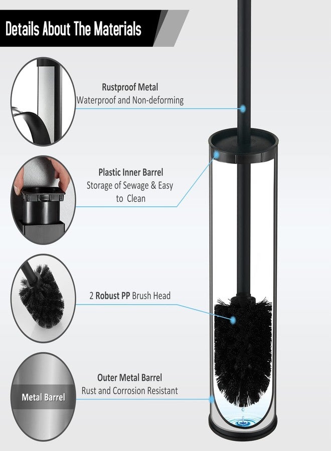 BGL فرشاة مرحاض من الفولاذ المقاوم للصدأ مع حامل، 2 رأس شعيرات سوداء - Image 3