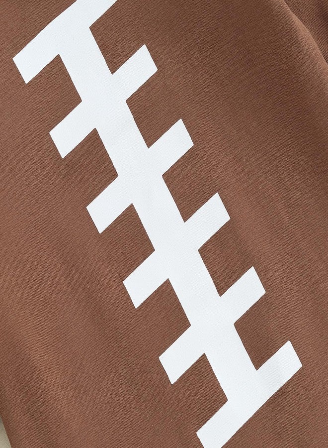 BULINGNA Newborn Infant Baby Boy Girl Football Jumpsuit Long Sleeve Onesie Romper Playsuit Fall One Piece Outfit (Brown, 0-3 Months) - Image 5