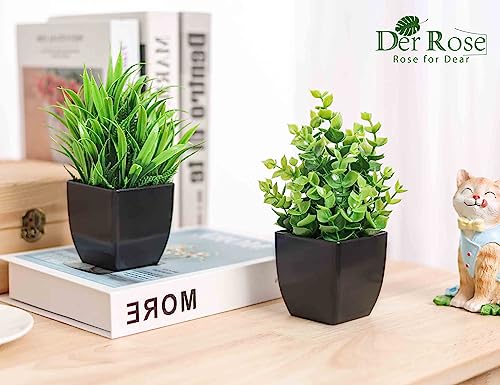 Der Rose 2 Pack Fake Plants Small Artificial Potted Plants Faux Plants Black Bathroom Accessories for Home Office Desk Bathroom Decor Indoor - Image 4