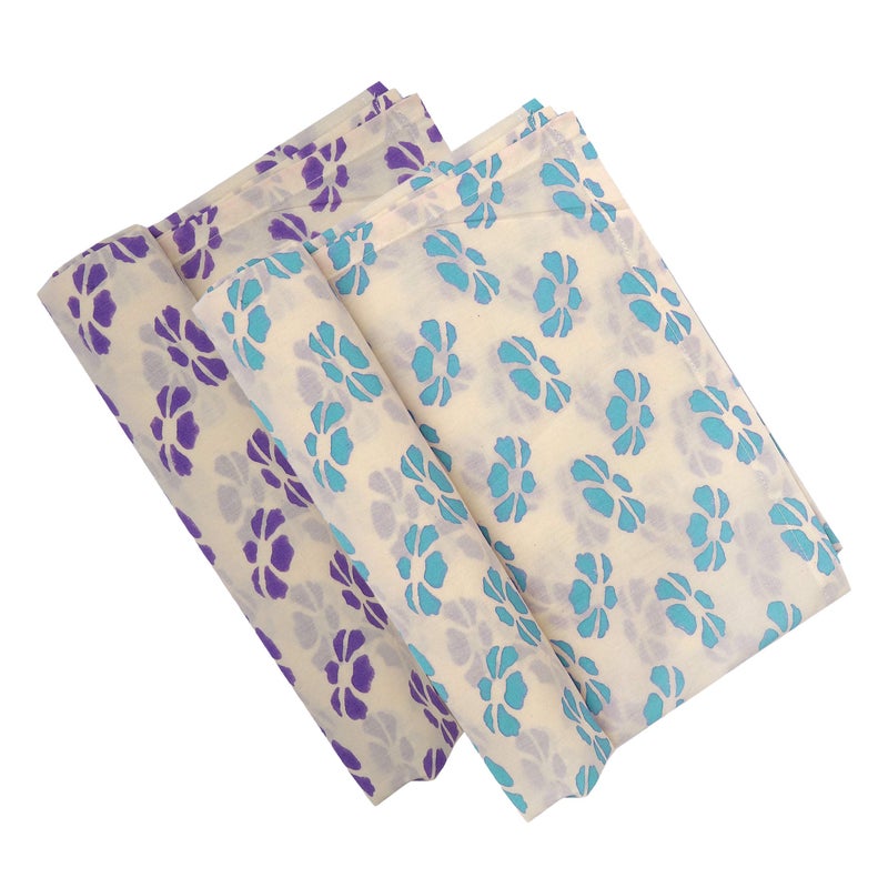 KolorFish Infant New Born Baby Swaddle Wrap Blanket (38 X 38 inches), 100% Soft Cotton, Block Printed (Made in India) Set of 2 pcs - Cotton Gift Bag Included (Summer Print) - Image 2