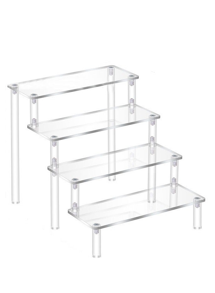 حامل عرض أكريليك للكب كيك والحلويات، منظم للعطور، حامل عرض شفاف من 4 طبقات، حامل عطور للتنظيم والديكور (4 طبقات) - Image 1