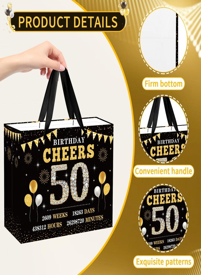 EoBeCy 50th Birthday Gift Bags for Men Women, Back in 1976 Gift Bag with Tissue Paper, Poster and Greeting Card, Black Gold Wrapping Paper for 50 Year Old Birthday Decorations - Image 4