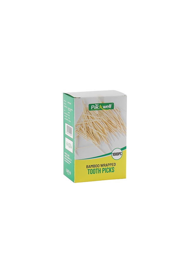 Packwell Wooden Wrapped Tooth Picks 1000 Pcs  with container tooth pick toothpick - Image 1