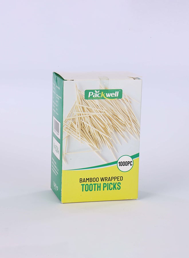 Packwell Wooden Wrapped Tooth Picks 1000 Pcs  with container tooth pick toothpick - Image 2