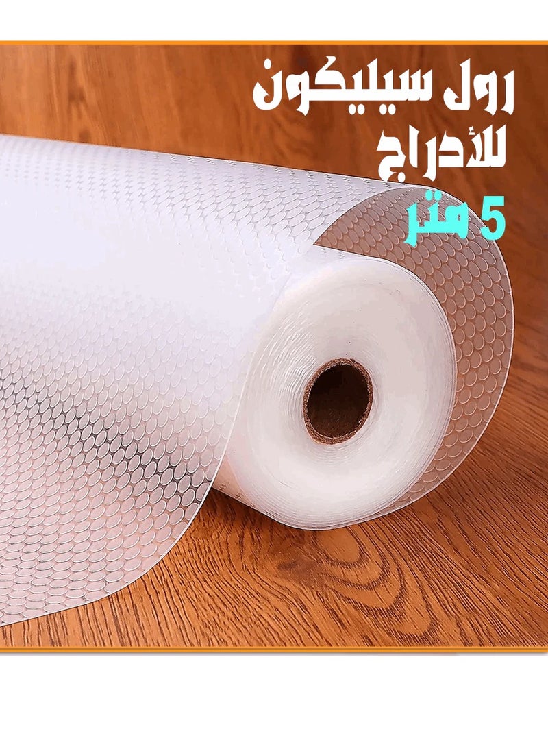Generic - Washable silicone mat roll for kitchen shelves and drawers, cupboards and desks, made of high-quality material (size 5m*47cm) - Image 1