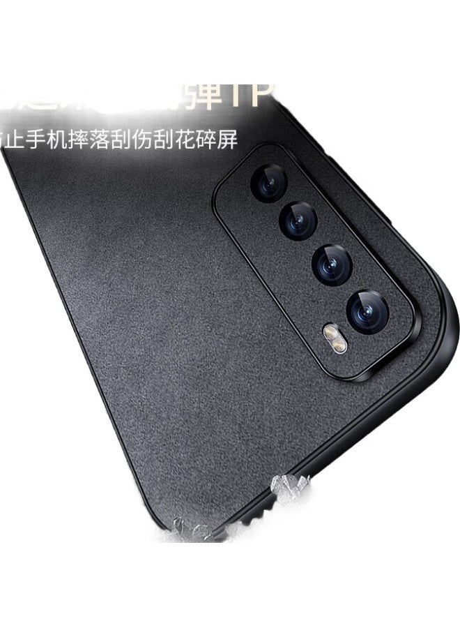 Shangsu, Suitable For Huawei Nova 7 Phone Case, Nova 7 Protective Cover, Shockproof, Full Lens Protection, Soft Shell, Simple Luxury, Lambskin Silicone Outer Case, Women'S And Men'S Leather Case, Gray - Image 3