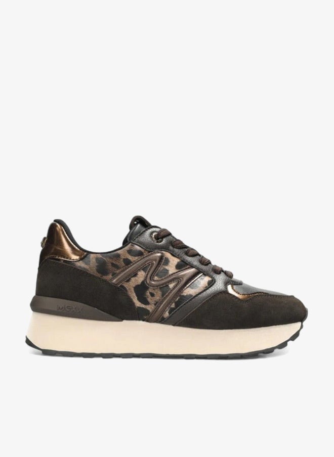 MEXX Animal Print Panelled Lace-Up Sneakers - Image 2