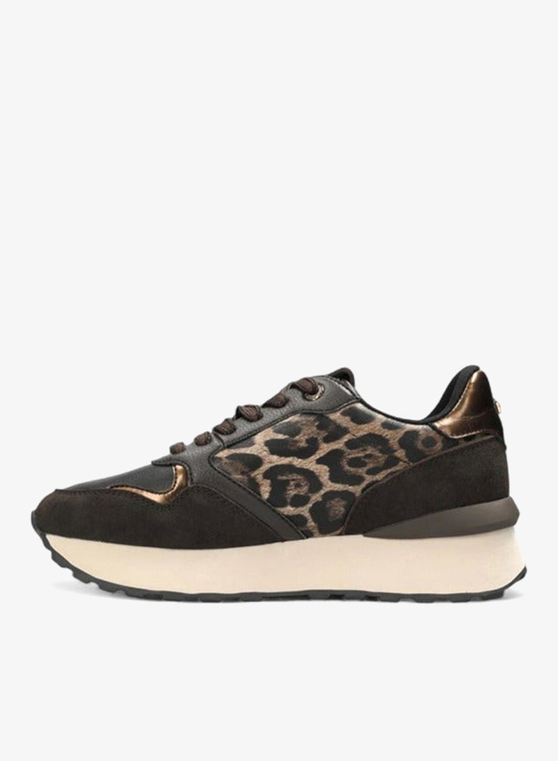 MEXX Animal Print Panelled Lace-Up Sneakers - Image 4