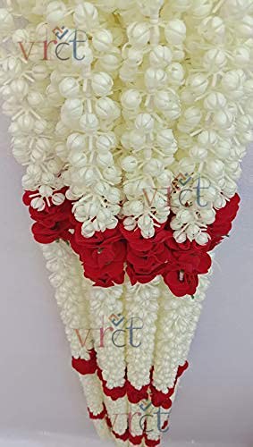 VRCT Artificial Marigold Flower Garlands 5 Feet Long (Multicolor) (Red, White) - Image 2